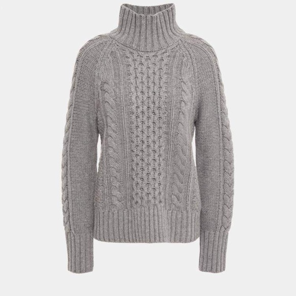 Burberry Light Gray Cowl Turtleneck Sweater with Cable Knit Design - Picture 1 of 5